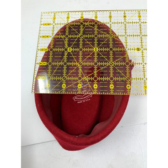 Vintage Red Doeskin Wool Hat Womens Geo W Bollman Bow Mid Century Holiday - Picture 9 of 9